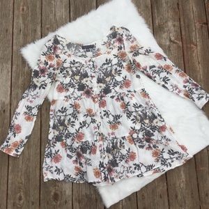Kendall & Kylie Floral Long Sleeve Button Tunic